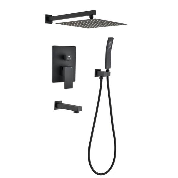 Lukvuzo 3Spray 12 in. Wall Mounted Dual Shower Head and Handheld