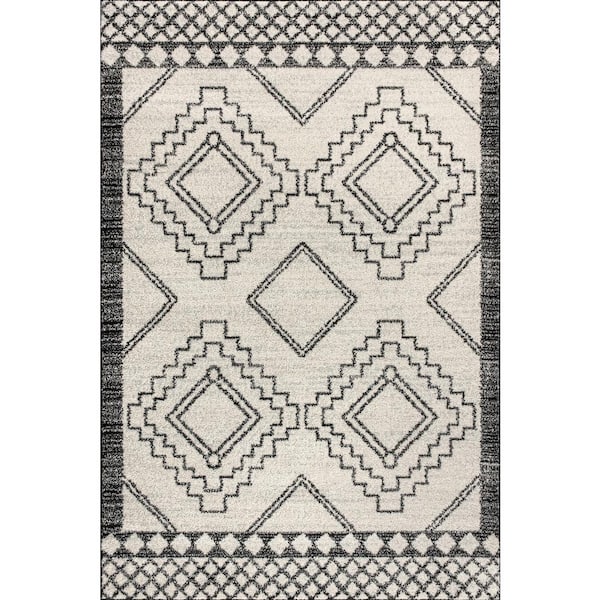 Amir Moroccan Beni Souk Cream/Black 12 ft. x 18 ft. Area Rug