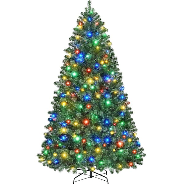 6 ft. PreLit Artificial Christmas Tree with Foldable Stand and Multicolored LED Lights of 9-Light Modes
