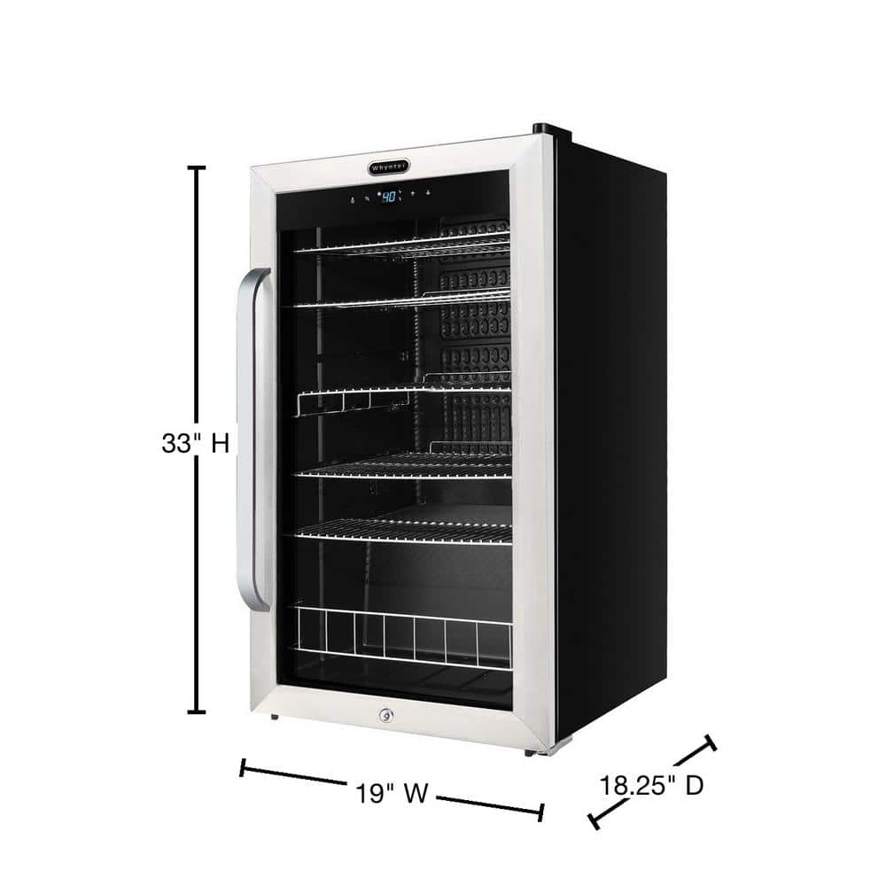 Sleek 121-Can Capacity Stainless Steel Beverage Chiller with Touch Control