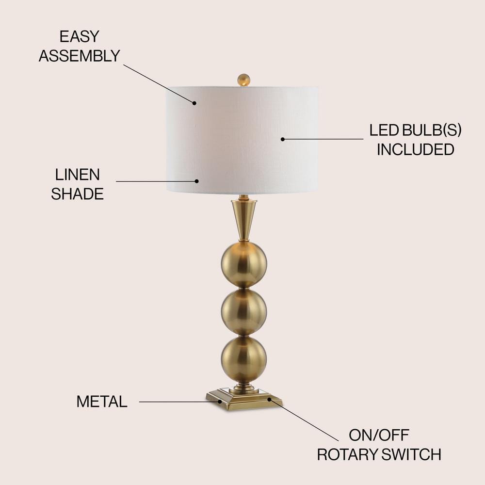 Mackenzie 33" Gold Metal Table Lamp with White Shade