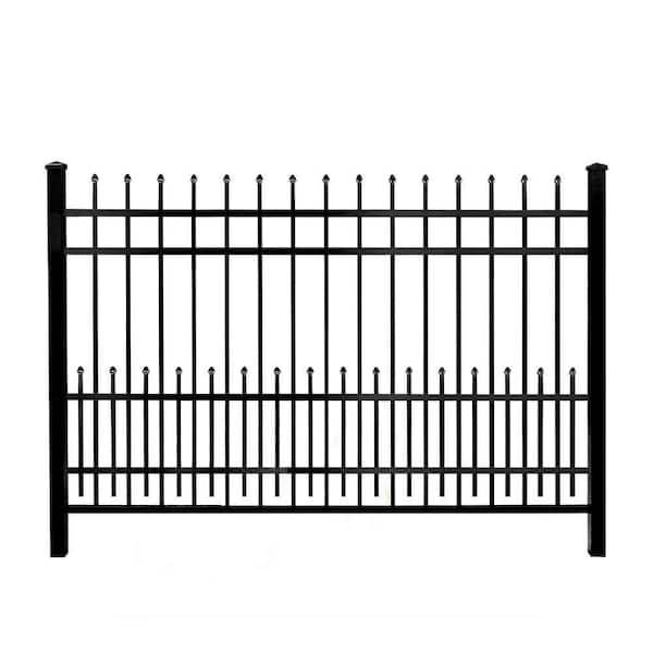 Mainstreet Aluminum Fence 3/4 in. x 1.5 ft. x 6 ft. Black Aluminum ...