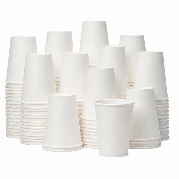 12 oz Disposable White Paper Coffee Cups, Bulk Pack of 300 for Hot and Cold Beverages, Cafes and Offices