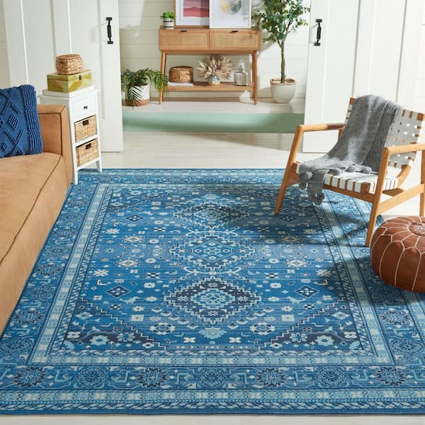Classic Vintage 8 ft. x 10 ft. Blue/Charcoal Oriental Ornate Area Rug