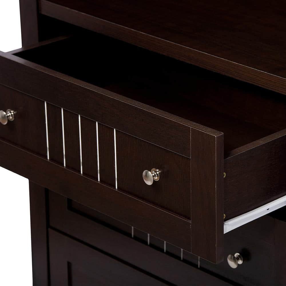 Zentra Dark Brown Glass Door Sideboard Storage Cabinet