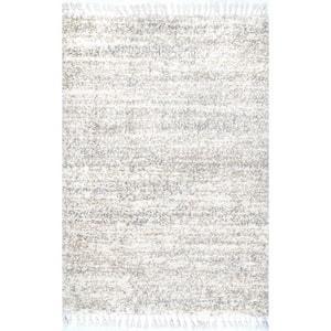 Contemporary Brooke Shag Ivory Doormat 3 ft. x 5 ft. Area Rug