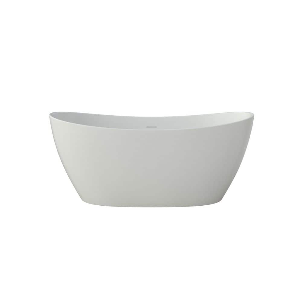 Solvia 55 in. x 28 in. Solid Surface Freestanding Bathtub Stone Resin Soaking Tub in Matte White price history on PriceWatchPro