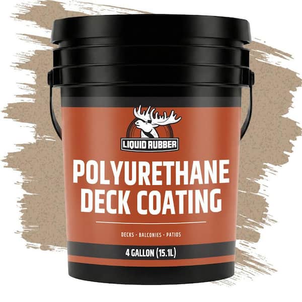 Polyurethane Deck Coating 4 Gal. 10x Stronger than Paint -Sealant for Pool Decks, Patios, Porches-Textured Neutral Beige