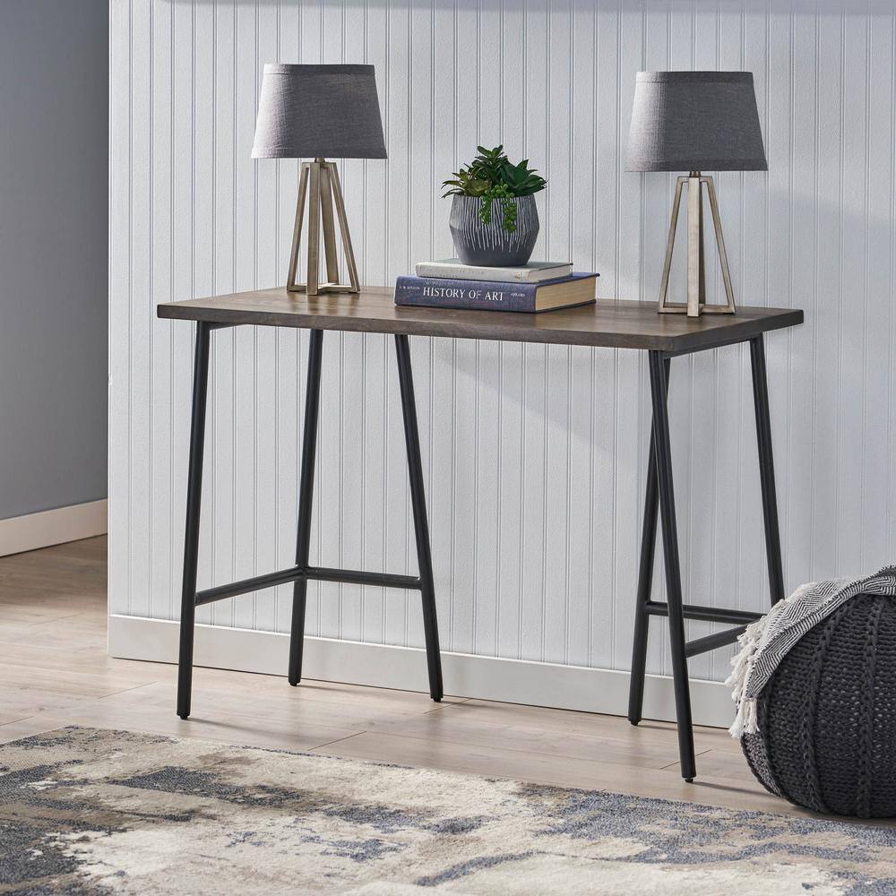 Modern Industrial Mango Wood Console Table with Storage