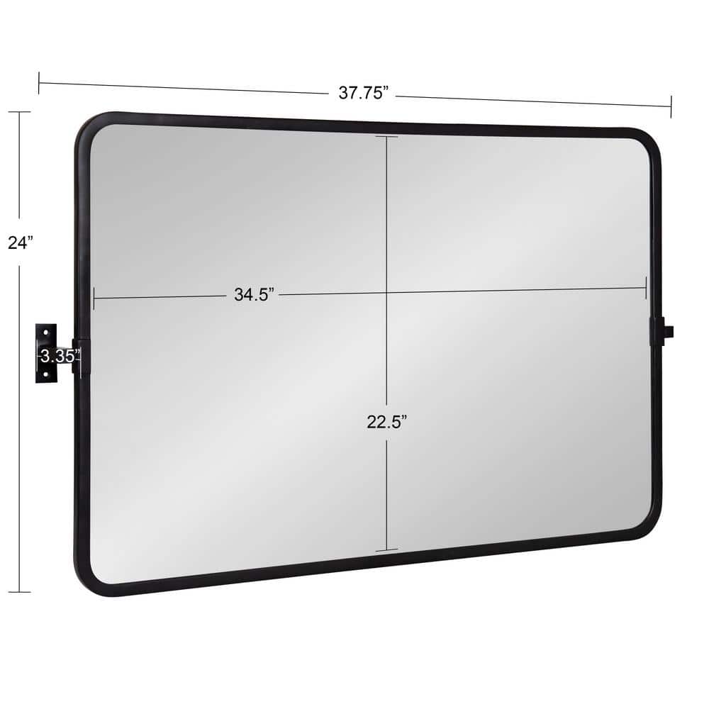 Elijah 38x24 Black Iron Pivot Wall Mirror