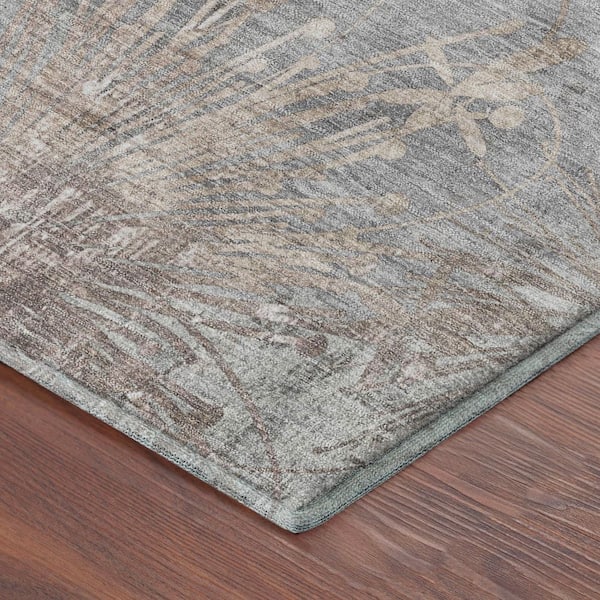 Mayfield Premium Machine Washable Abstract AMF2225 Gray 5 ft. x 7 ft. 6 in. Area Rug
