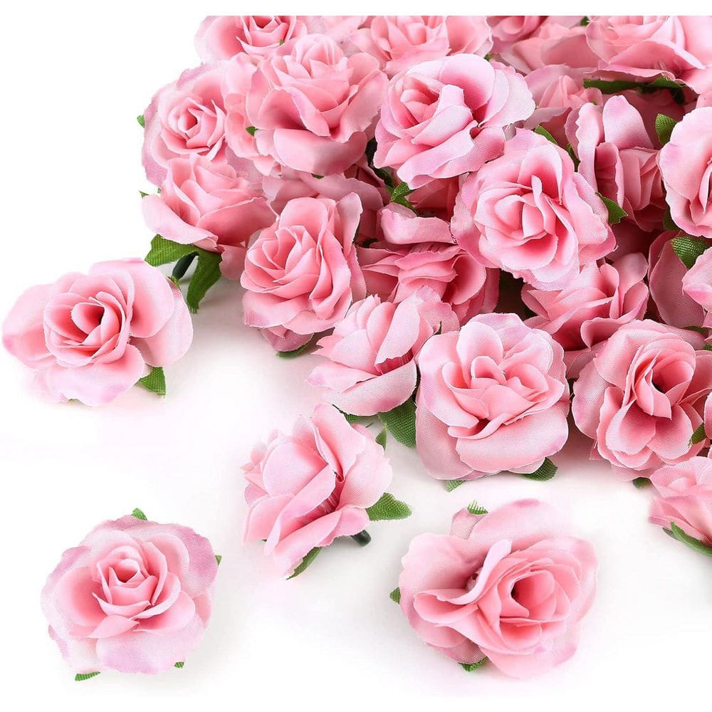 Afoxsos 1.4 in. Pink Artificial Silk Roses for Decoration, Crafts