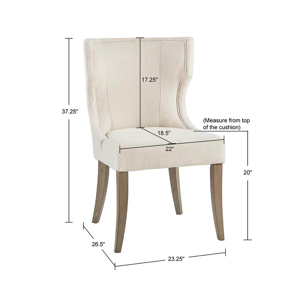 Cream Upholstered Wingback Dining Chair with Rubberwood Legs