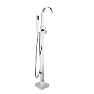 Single-Handle Freestanding Tub Faucet with Hand Shower Head in Chrome