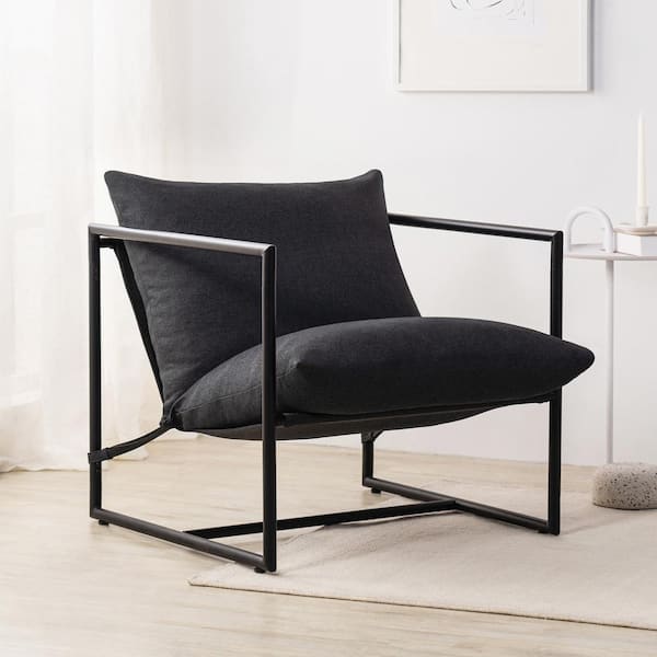 Zinus Ashton Dark Gray Metal and Upholstered Sling Accent Chair