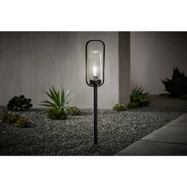 Caldwell Low Voltage Matte Black Finish LED Outdoor Landscape Path Light with Clear Seedy Glass