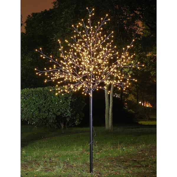 proHT 8.5 ft. 3-Watt Frosted Ball Tree with 600 Warm White LED Lights