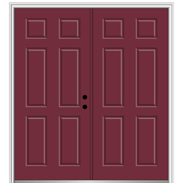 MMI Door 72 in. x 80 in. Classic Left-Hand Inswing 6-Panel Painted Fiberglass Smooth Prehung Front Door with Brickmould