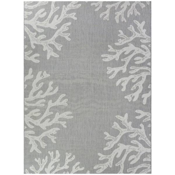 BALTA Rivera Gray 8 ft. x 10 ft. Coastal Coral Indoor/Outdoor Area Rug
