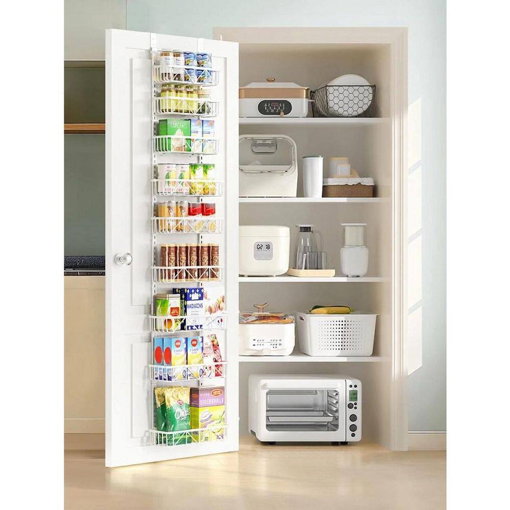 LAIFUCAM White 9-Tier Over the Door Pantry Organizer with Adjustable 9 ...