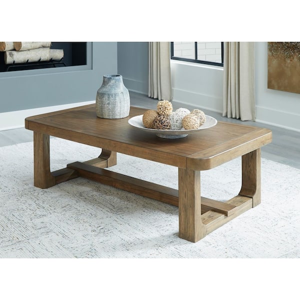 Cabalynn 56.25 in. Light Brown Rectangle MDF Coffee Table