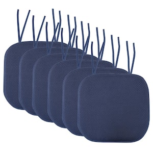 Honeycomb Memory Foam Square 16 in. x 16 in. Non-Slip Back Chair Cushion with Ties (6-Pack), Navy