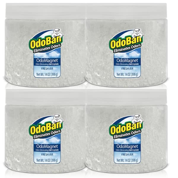 OdoBan 14 oz. OdoMagnet Odor Removing Gel Crystals Odor Absorber and Air Freshener with Odor Eliminator Gel, Fresh Air (4-Pack)