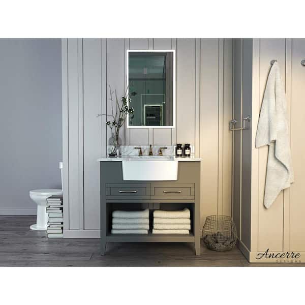 Hayley 36 in. W x 20.1 in. D x 34.6 H Bath Vanity in Sea Cloud Gray with Carrara White Marble Vanity Top