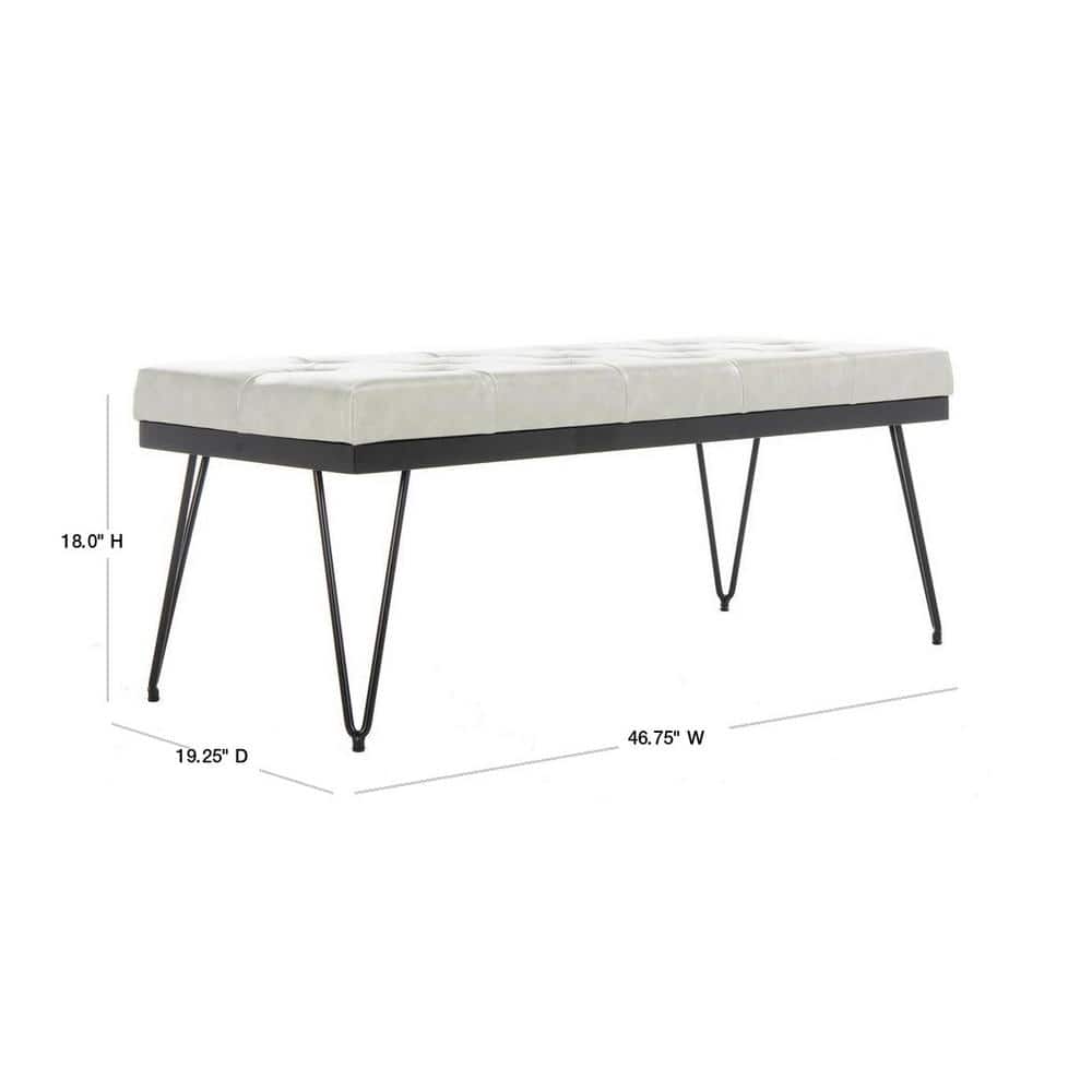 Marcella Gray and Black Tufted Bench with Hairpin Legs