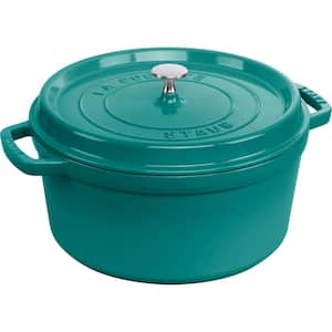 Cast Iron 7 qt. Round Cast Iron Dutch Oven in Turquoise with Lid