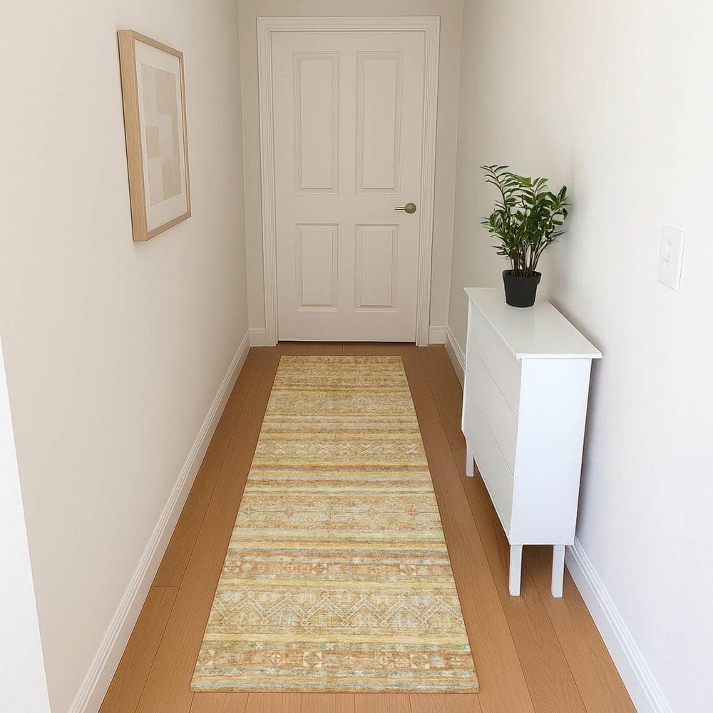 Mayfield Premium Machine Washable Abstract AMF1653 Wheat 2 ft. 3 in. x 7 ft. 6 in. Runner Rug price history on PriceWatchPro
