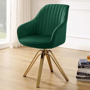 Arthur Deep Green Fabric Arm Chair with Swivel (Set of 1)