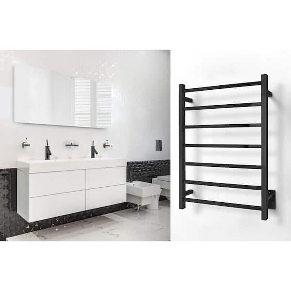 Elevate Tahoe 7-Bar Hardwire Electric Towel Warmer in Black Matte Finish