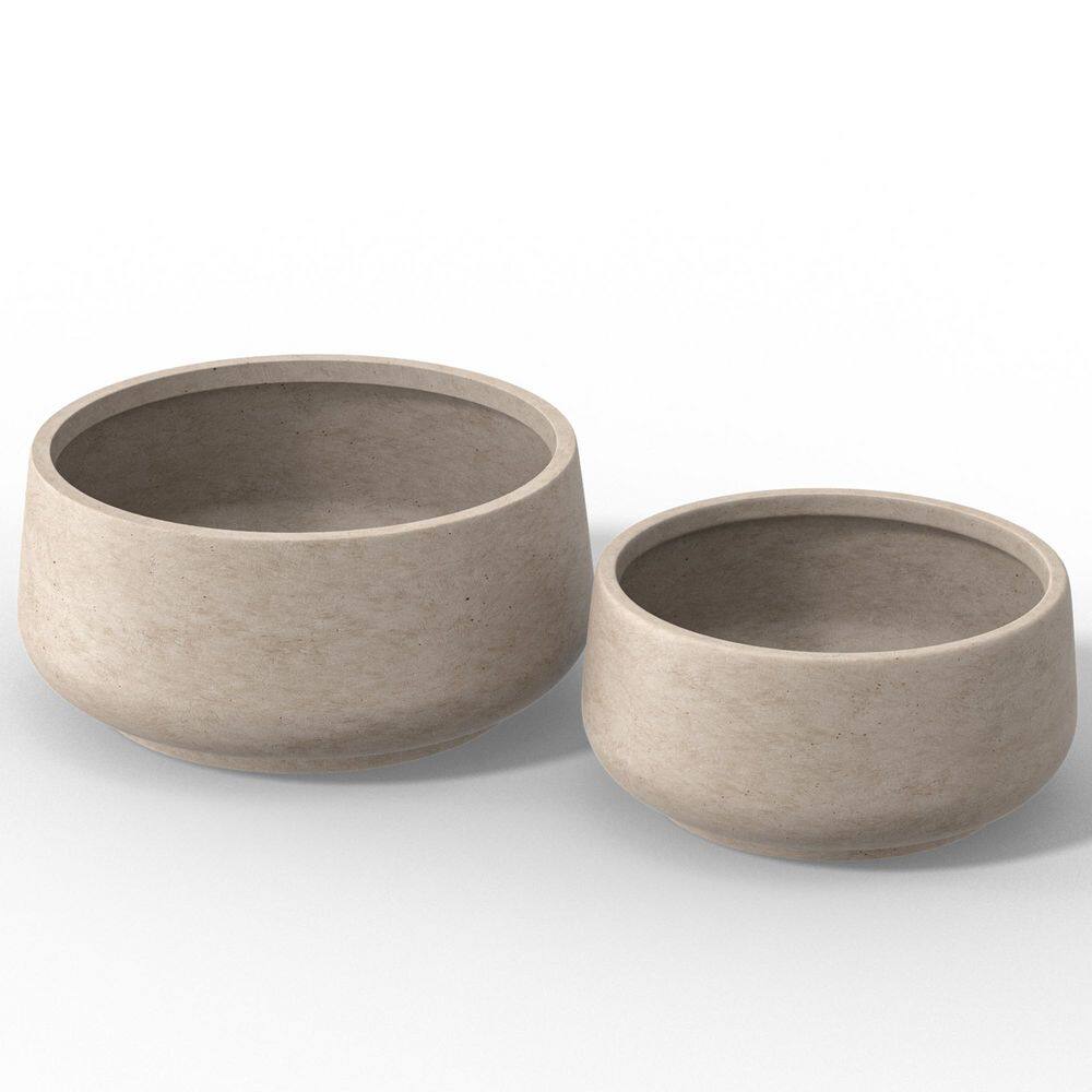 14.5 in. 17.5 in. Large Light Gray(Enhanced Core) Concrete Round Planter / Pot with Drainage Holes (2-Pack) price history on PriceWatchPro
