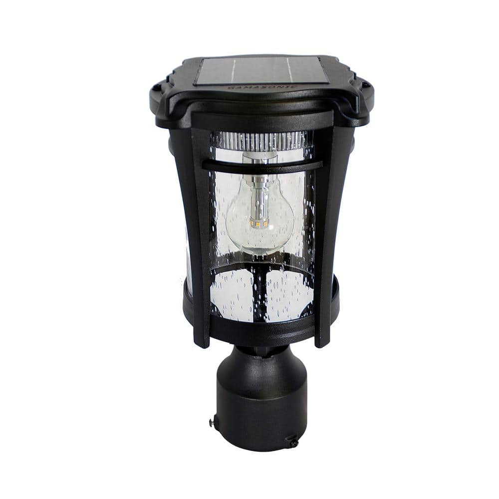 Aurora Black Cast Aluminum Solar Outdoor Light with LED Bulb