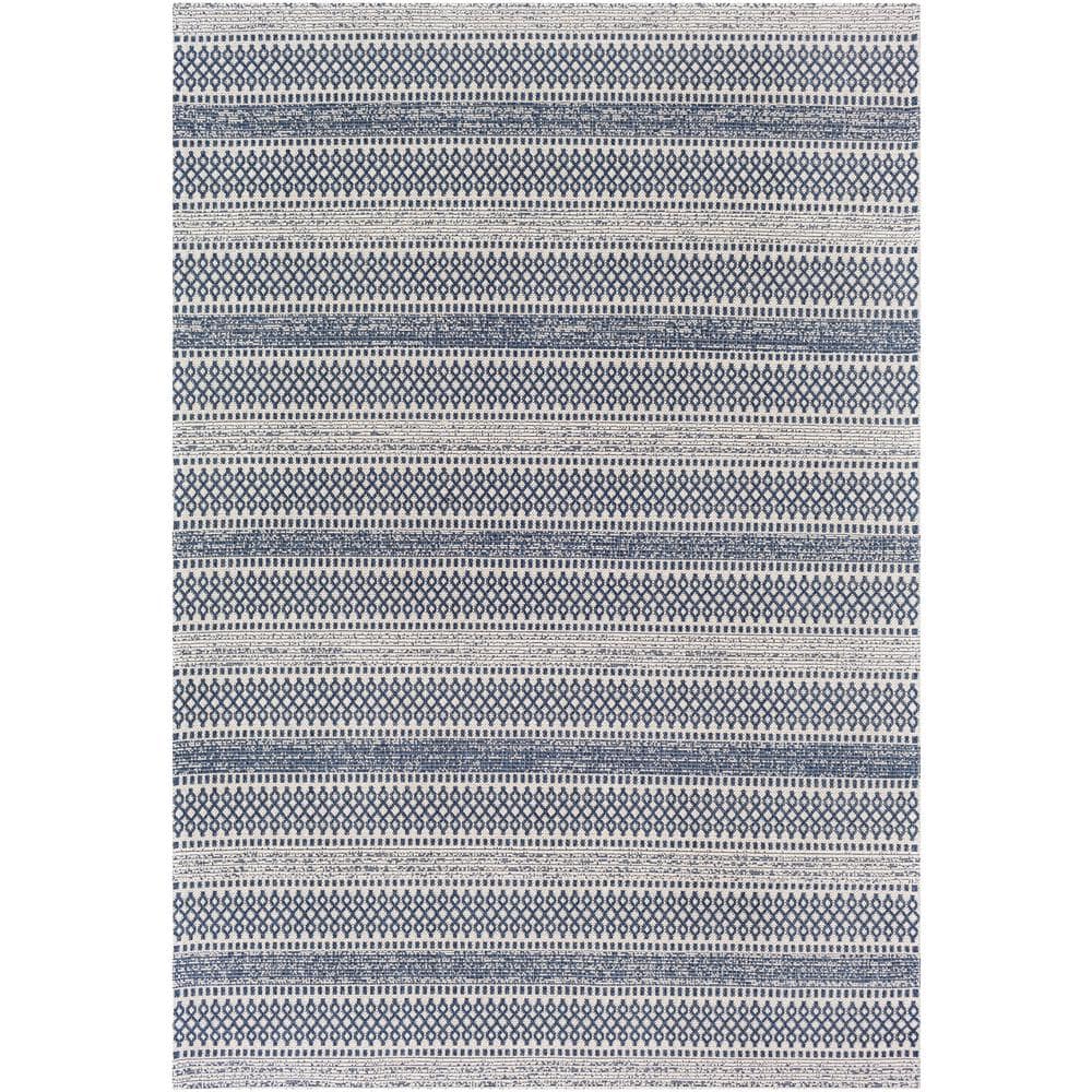 Dorean Denim 8 ft. x 10 ft. Striped Geometric Machine-Washable Area Rug price history on PriceWatchPro