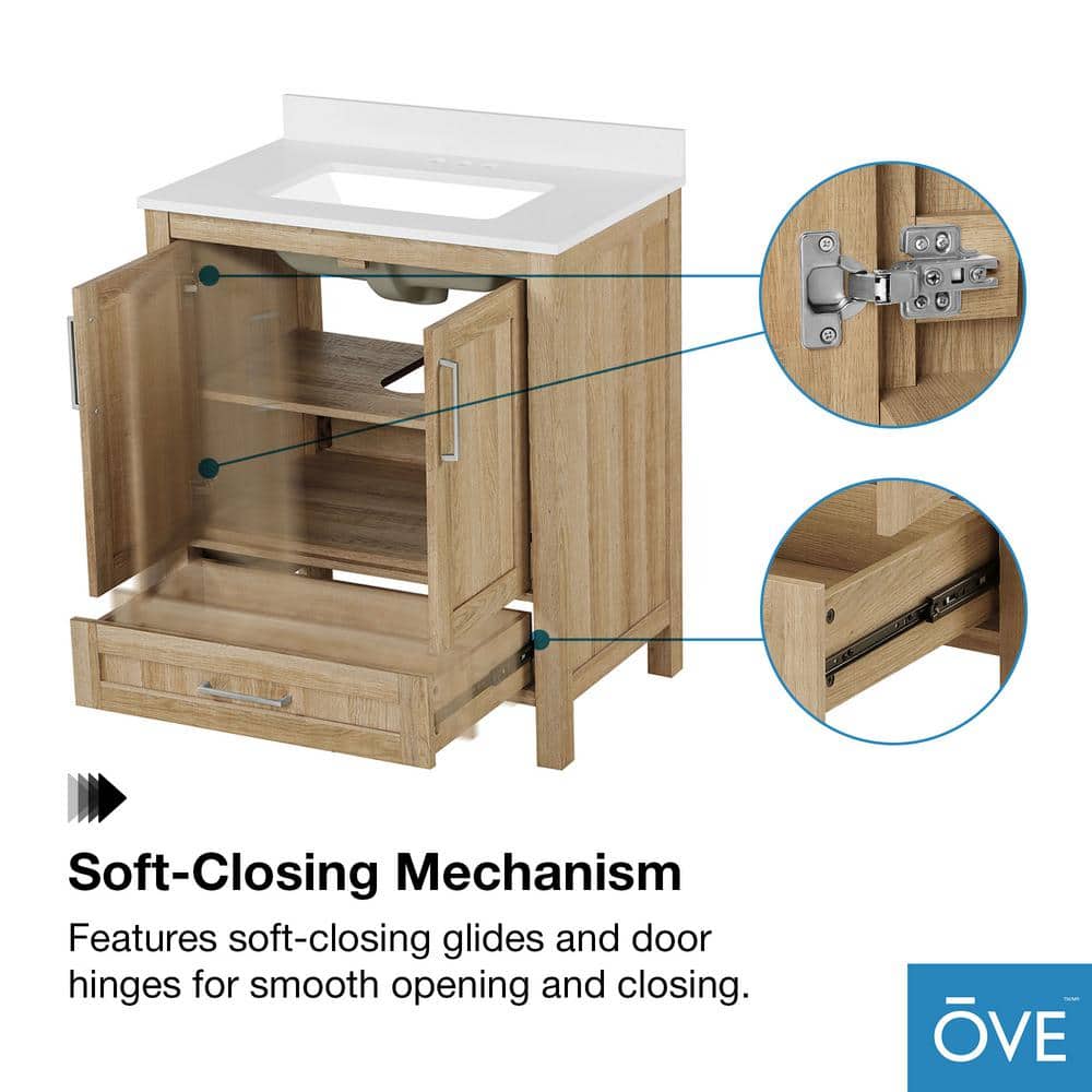 Kansas 30" White Oak Freestanding Bathroom Vanity with Sink