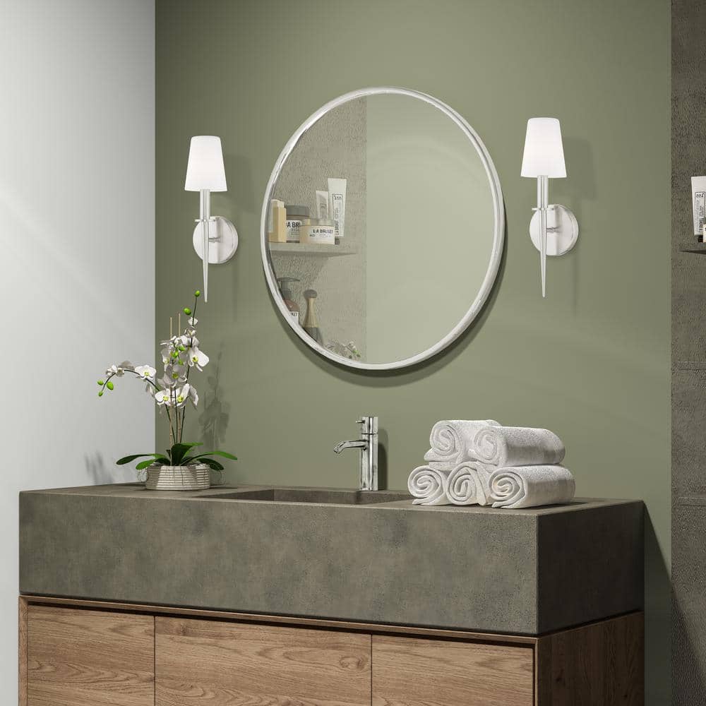 Witten Brushed Nickel 1-Light ADA Compliant Sconce with Opal White Glass
