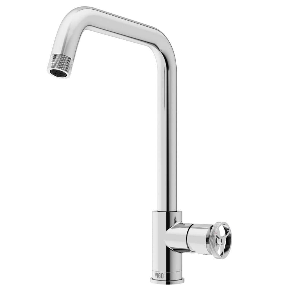 VIGO Cass Industrial 14 in. H Single Handle Kitchen Bar Faucet in Chrome, Grey -  VG02040CH