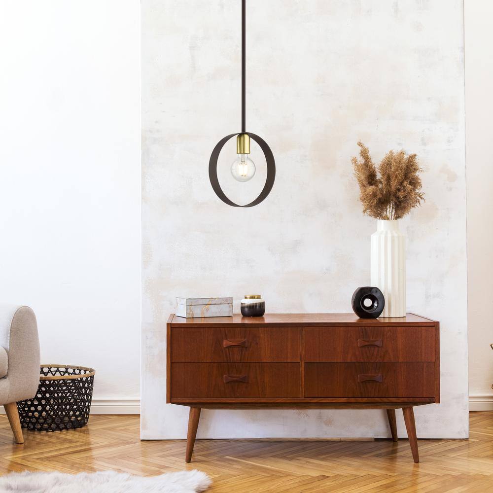 Modesto Mini Bronze and Satin Brass LED Pendant Light