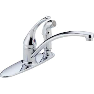 Foundations Single-Handle Standard Kitchen Faucet with Side Sprayer in Chrome