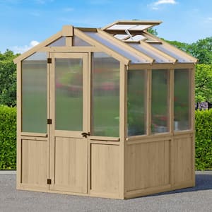Meridian 6.7 ft. x 6 ft. Garden Plant Greenhouse with Double-Wall Poly Windows, Automatic Roof Vent and Air Flow Base