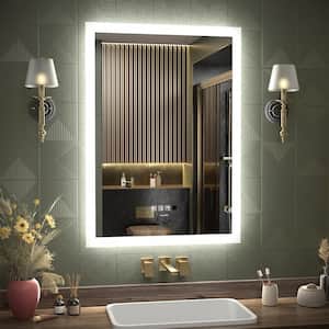 28 in. W x 20 in. H Large Rectangular Frameless Anti-Fog Sensor Wall Mount Bathroom Vanity Mirror in Silver