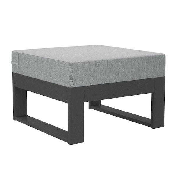 Endless Gray Plastic Frame and Light Gray Cushion Outdoor Patio Deep Seating Ottoman
