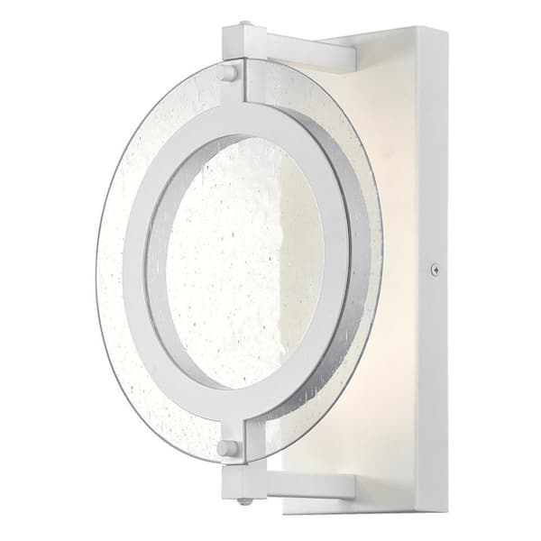 Westinghouse Maddox Medium 1-Light Matte White LED Outdoor Wall Mount Lantern with Clear Seeded Glass