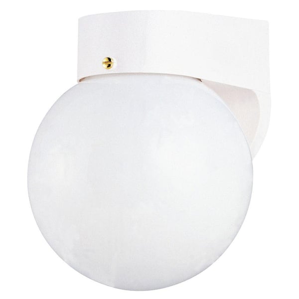 Westinghouse 1-Light White on Hi-Impact Polycarbonate Exterior Wall Lantern with White Glass Globe