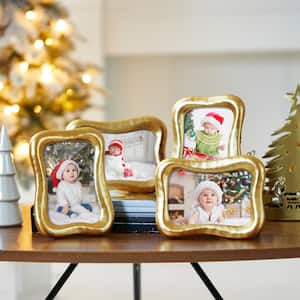 7.50 in. H Vintage Gold Resin Tabletop Picture Frames 4 x 6 (Set of 4）