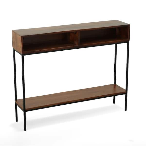 Carolina Chair & Table Edvin 42 in. Chestnut/Black Standard Rectangle Wood Console Table with Storage