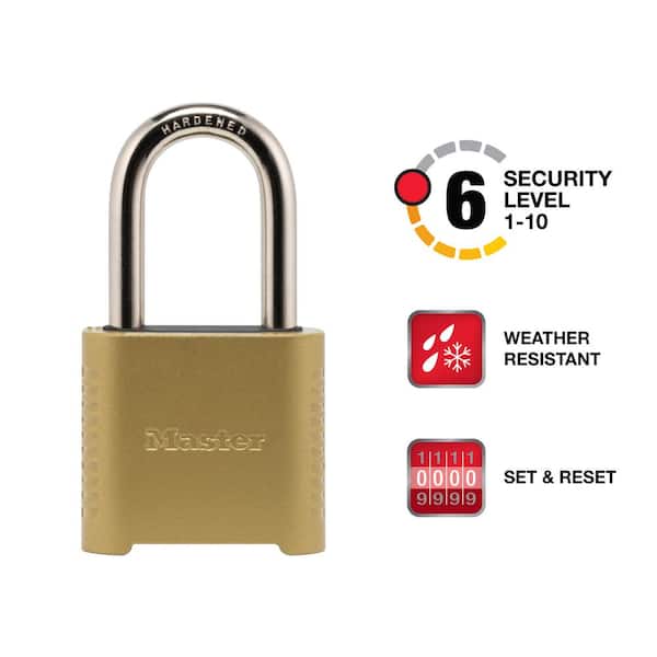 Outdoor Combination Padlock, 1-1/2 in Shackle, Resettable, 3 Pack