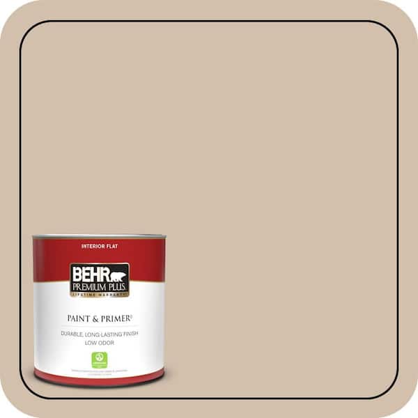 BEHR PREMIUM PLUS 1 qt. #700C-3 Pecan Sandie Flat Low Odor Interior Paint & Primer